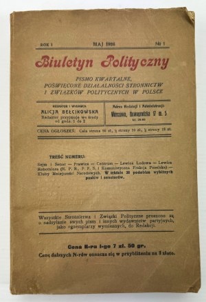 BEŁCIKOWSKA Alicja - Biuletyn polityczny - Warschau 1926