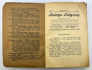 BEŁCIKOWSKA Alicja - Biuletyn polityczny - Warszawa 1926