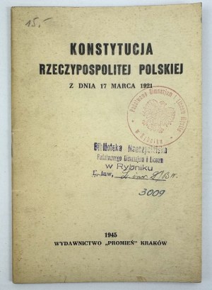 CONSTITUTION DE LA RÉPUBLIQUE DE POLOGNE - Cracovie 1945