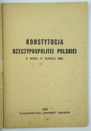 CONSTITUTION DE LA RÉPUBLIQUE DE POLOGNE - Cracovie 1945