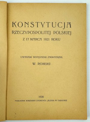 COSTITUZIONE DELLA REPUBBLICA DI POLONIA - Cracovia 1926