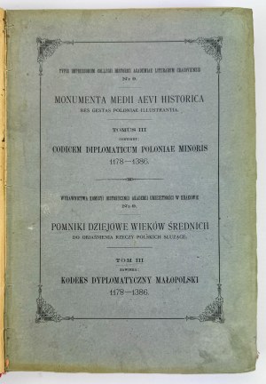 PIEKOSIŃSKI Franciszek - Kodeks dyplomatyczny Małopolski 1178-1386 - Krakau 1876
