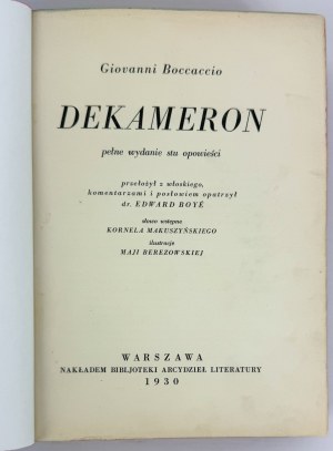 BOCCACCIO Giovanni - Dekameron - Warszawa 1930 [il. Berezowska]