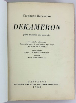 BOCCACCIO Giovanni - Dekameron - Warschau 1930 [ill. Berezowska].