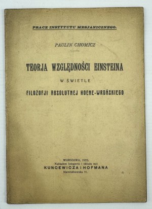 CHOMICZ Paulin - Einstein's theory of relativity - Warsaw 1922
