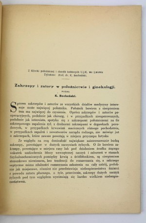 BOCHEŃSKI K. - Trombosi ed embolie in ostetricia e ginecologia - Wrocław 1935