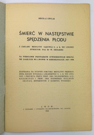 CHYLAK Mikolaj - Mort par détresse fœtale - Lviv 1938