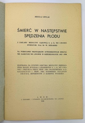 CHYLAK Mikołaj - Śmierć w następstwie spędzenia płodu - Lwów 1938