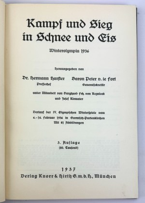 LE FORT Harster - Kampf und sieg in Schnee und eis - München 1937