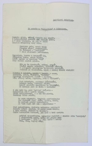 Ludwikowi Solskiemu - Na uczcie u Kasprowicza w Zakopanem - Ferdynand Ossendowski - Maszynopis - Zakopane 1925