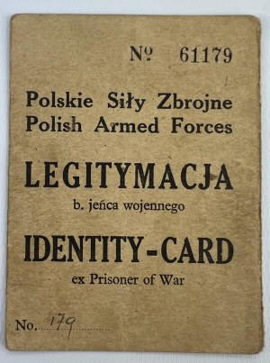 POLSKIE SIŁY ZBROJNE LEGITYMACJA B. JEŃCA WOJENNEGO