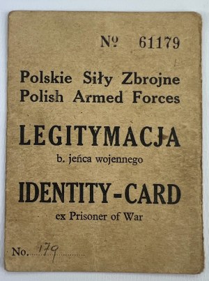 POLISH ARMED FORCES ID CARD B. PRISONER OF WAR