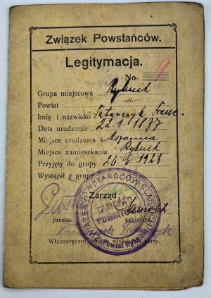 SDRUŽENÍ MOCNOSTÍ - LEGITIMACE - Rybnik 1923