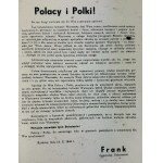 Odezwa - Polacy i Polki! Los bohaterskiej ludności Warszawy jest wam znany... - Kraków 1944 - Frank Generalny Gubernator