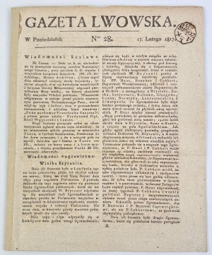 GAZETA LWOWSKA 1817 - [ogromna rzadkość]