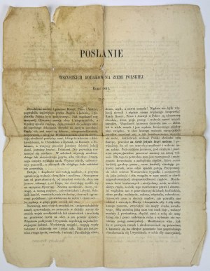 ODEZWA - POSŁANIE WSZYSTKICH RODAKÓW NA ZIEMI POLSKIEJ - 1861 [Powstanie Styczniowe]