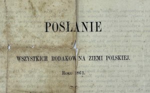 ODEZWA - POSŁANIE WSZYSTKICH RODAKÓW NA ZIEMI POLSKIEJ - 1861 [Powstanie Styczniowe]