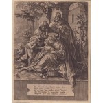 Hieronymus Wierix ( 1553-1619 ), The Holy Family with Saint Elizabeth and Saint John