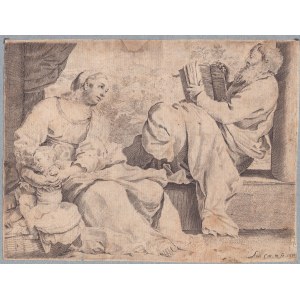 Annibale Carracci ( Bologna 1560-Roma 1609 ), The Holy Family with Saint John the Baptist
