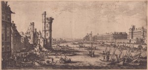 Jacques Callot ( 1592-1635 ), View of Paris, with Seine and Louvre, 1630 ca.