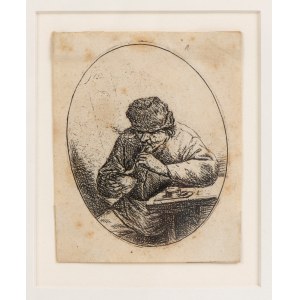 ADRIEN VAN OSTADE (Haarlem, 1610 -1685), ATTRIBUITO, A man smoking sitting at the table