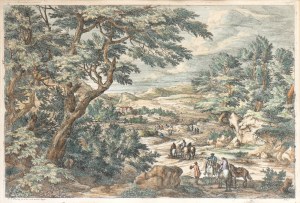 Adriaen Fransz Boudewijns - Adam François van der Meulen (after) ( 1644-1719 ), Landscape with woods and horsemen