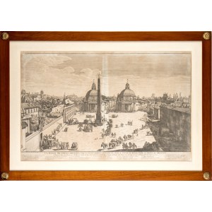 Gomar Wouters ( 1649-1696 ca. ), La Piazza del Popolo abbellita con li nuovi Edifici et Veduta della Citta di Roma come sie trova al presente