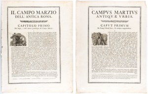 Giovanni Battista Piranesi ( Mogliano Veneto 1720-Venezia 1778 ), Lot of two tables (introductory texts) for Il Campo Marzio dell'antica Roma