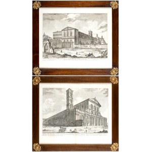 Jean Barbault (after) - Freicenet ( 1760 ca. (fl.), 1705-1766 ), Veduta della Chiesa di San Sebastiano fuori delle Mura | Veduta della Basilica di San Paolo fuori delle Mura