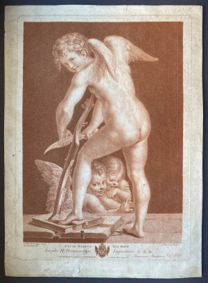 Francesco Bartolozzi ( 1728-1815 ), Cupid making his bow | Four putti after Guercino