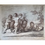 Francesco Bartolozzi ( 1728-1815 ), Cupid making his bow | Four putti after Guercino