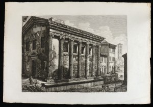Luigi Rossini ( 1790-1857 ), Veduta del Tempio della Fortuna Virile, Rome 1822