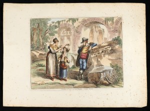 Bartolomeo Pinelli ( 1781-1835 ), Wine carter and his family - Roman costumes, 1821