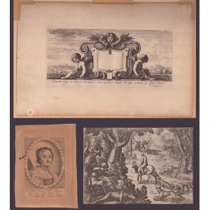 Claude Mellan - Israel Silvestre - Antonio Tempesta ( 1555-1630, 1598-1688, 1621-1691 ), Lot of three engravings