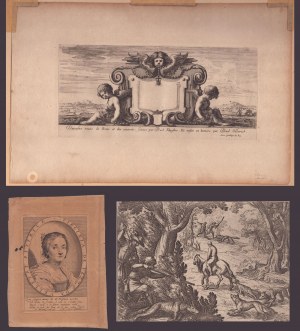 Claude Mellan - Israel Silvestre - Antonio Tempesta ( 1555-1630, 1598-1688, 1621-1691 ), Lot of three engravings