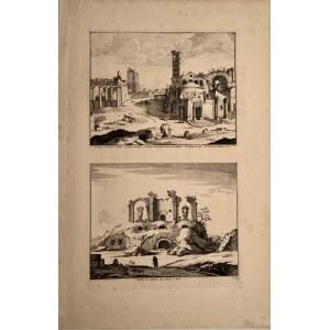 Lot of two plates depicting the monuments of Rome...
