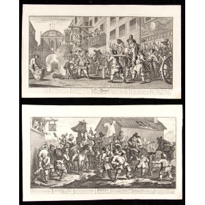 William Hogarth ( 1697-1764 ), Hudibras encounters the Skimmington | Burning ye Rumps at Temple Barr