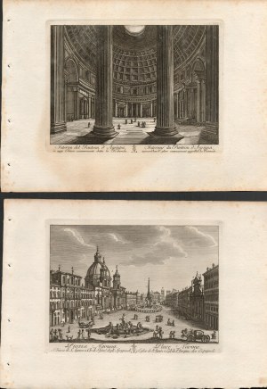 Giuseppe Vasi (bottega di) ( 1710-1782 ), Lot of 3 plates with views of Rome...