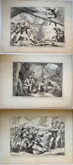 Bartolomeo Pinelli ( 1781-1835 ), Lot of three plates from the story of the brigand Massaroni, 1823