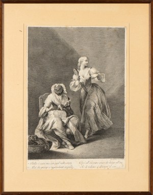 Francesco Bartolozzi ( 1728-1815 ), Harlequin as a lacemaker, 1760