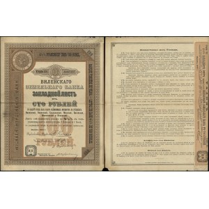 Rusko, 4 1/2 % hypoteční zástavní list na 100 rublů, 1910, Vilnius