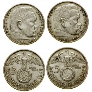 Allemagne, série de 2 x 5 marks, 1937 A, 1938 A, Berlin