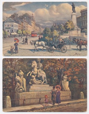 Warsaw - Monuments to Mickiewicz and Sobieski (1740)
