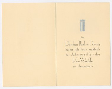 Danzig - Dresdner Bank, New Year's card (1916)