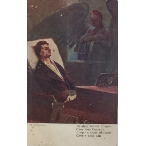 Pocztówka vintage z reprodukcją: Adam Setkowicz, Ostatnie akordy Chopina, 1922