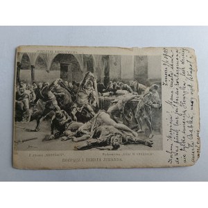 POSTKARTE MALEREI POLNISCH SIENKIEWICZ RITTER DER KREUZER VERZWEIFLUNG UND RACHE JURANDA VORKRIEGSZEIT 1901 LEMBERG