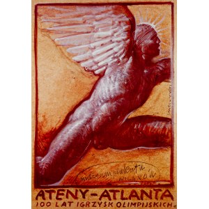 proj. Franciszek STAROWIEYSKI (1930-2009), Ateny-Atlanta / 100 lat Igrzysk Olimpijskich, Muzeum Plakatu Wilanów, 1996