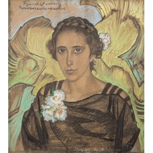 Stanisław Ignacy Witkiewicz \ Witkacy (1885 Warszawa - 1939 Jeziory na Polesiu), Portret kobiety, z upiętym warkoczem, 1924