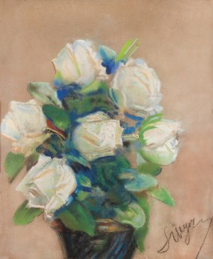 Leon Wyczółkowski (1852 Huta Miastkowska - 1936 Warszawa), Białe róże w wazonie