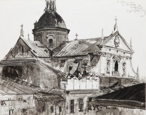 Leon Wyczółkowski (1852 Huta Miastkowska - 1936 Warszawa), Kościół św. Piotra i Pawła w Krakowie, 1924